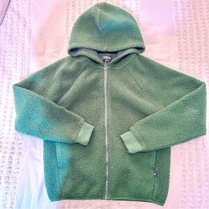 Eddie Bauer Women’s Green Raglan Fleece Hoodie Sz XS